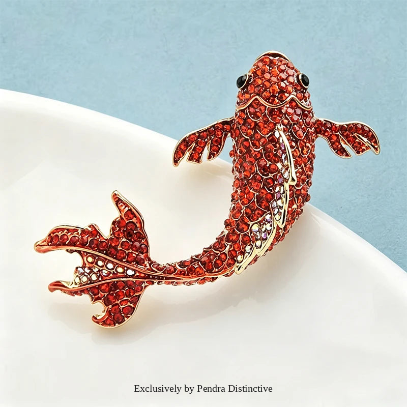 PENDRA Big Red Fish Brooch