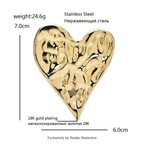 PENDRA Big Stainless Steel Heart Brooch