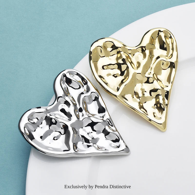 PENDRA Big Stainless Steel Heart Brooch