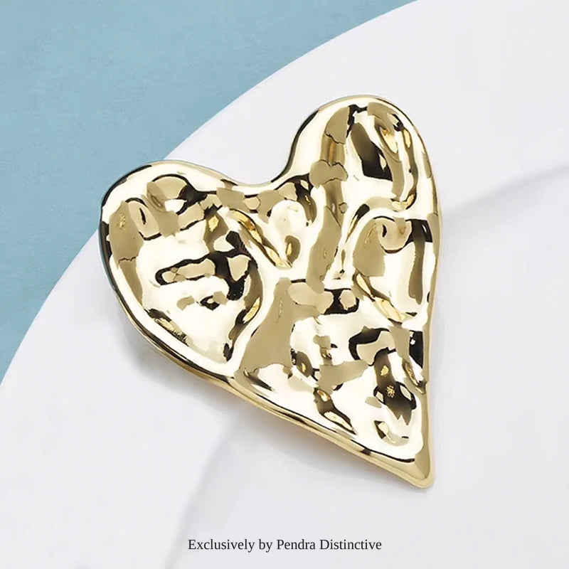 PENDRA Big Stainless Steel Heart Brooch