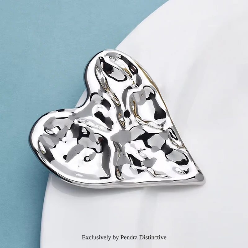 PENDRA Big Stainless Steel Heart Brooch