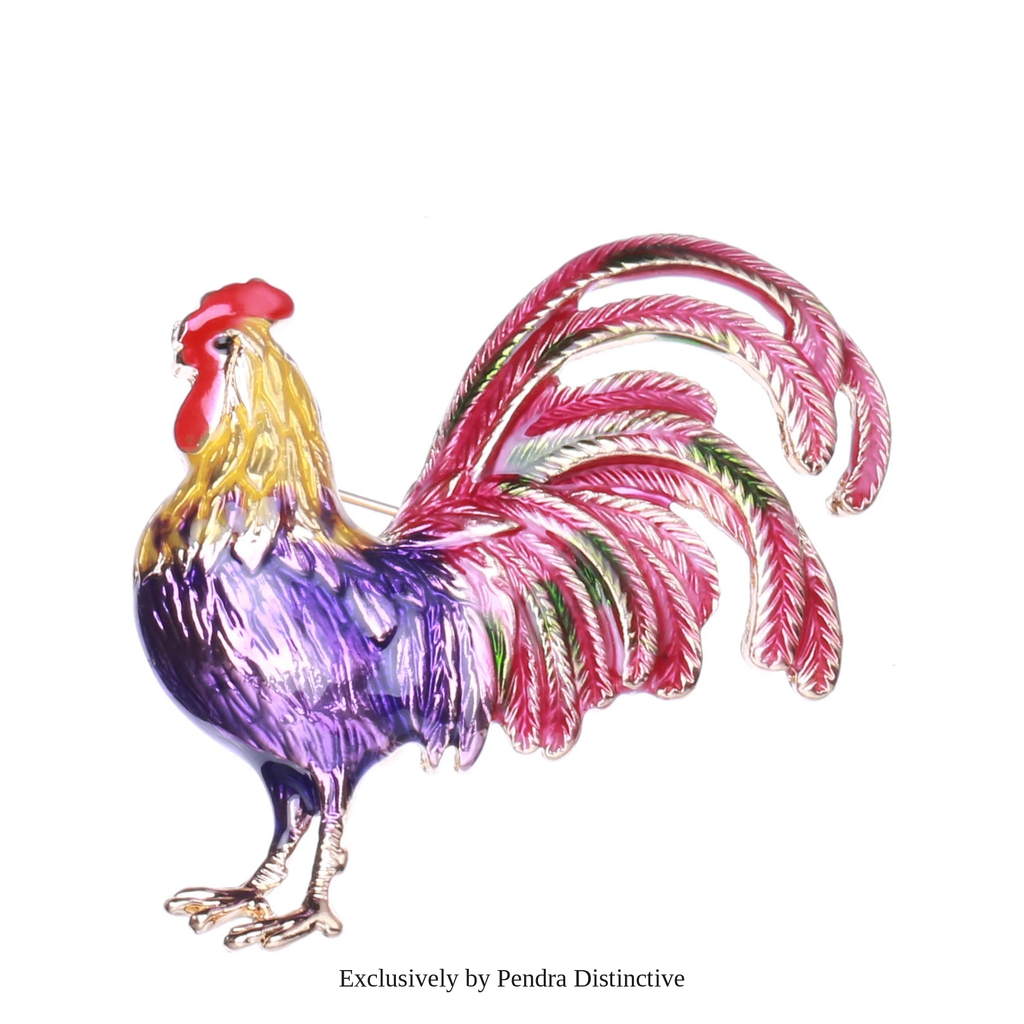 PENDRA Big Tail Rooster Cock Brooch