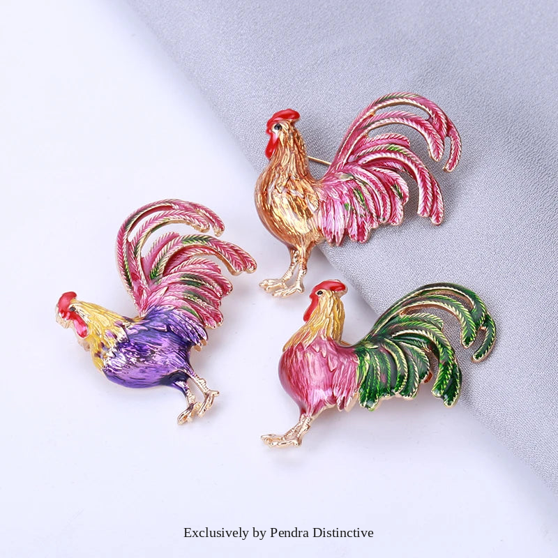 PENDRA Big Tail Rooster Cock Brooch