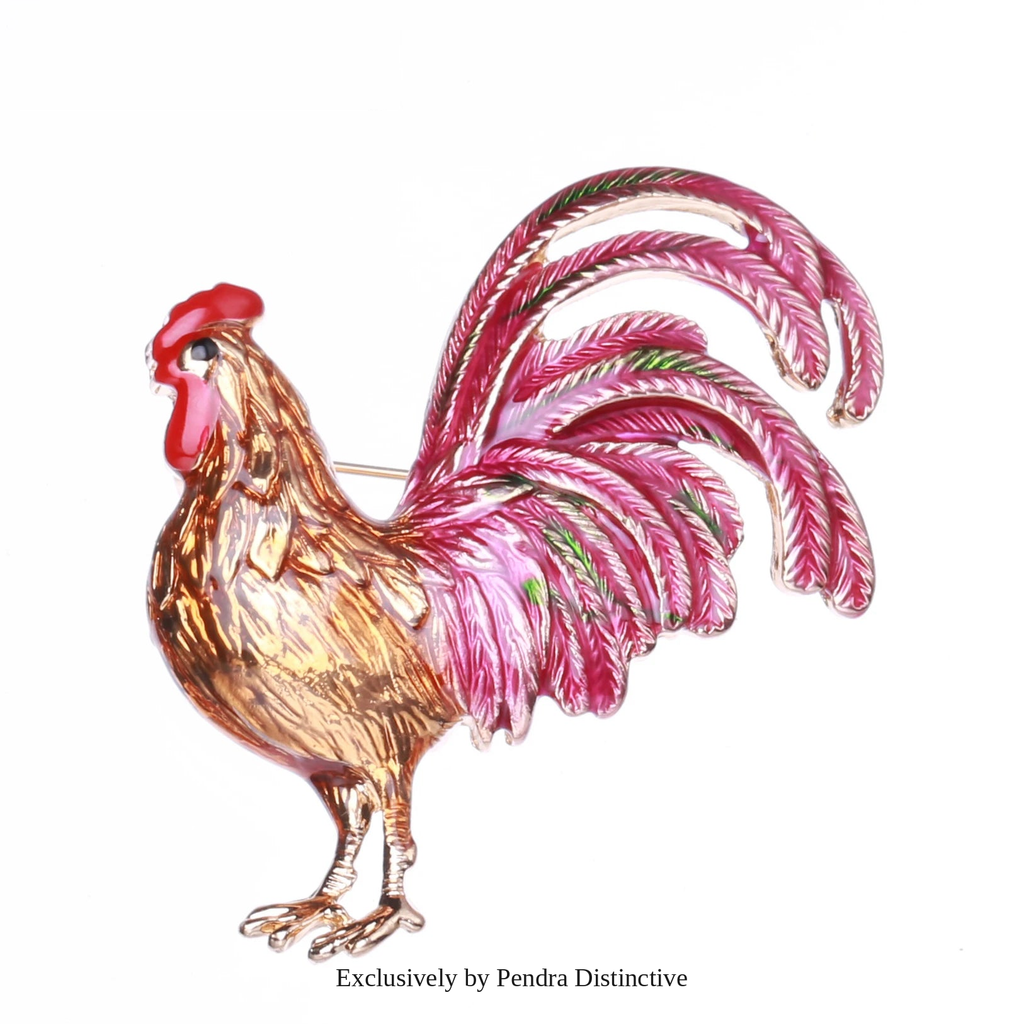 PENDRA Big Tail Rooster Cock Brooch