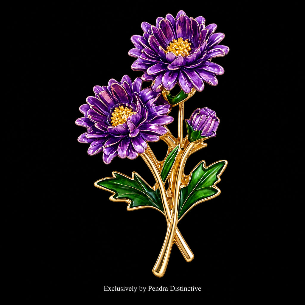 PENDRA Birthflower Enamel Birthday Flower Brooch