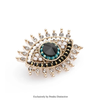 PENDRA Small Rhinestone Black Blue Eye Brooch