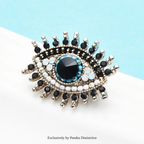 PENDRA Small Rhinestone Black Blue Eye Brooch