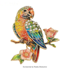 PENDRA Blooming Parrot Rhinestone Brooch