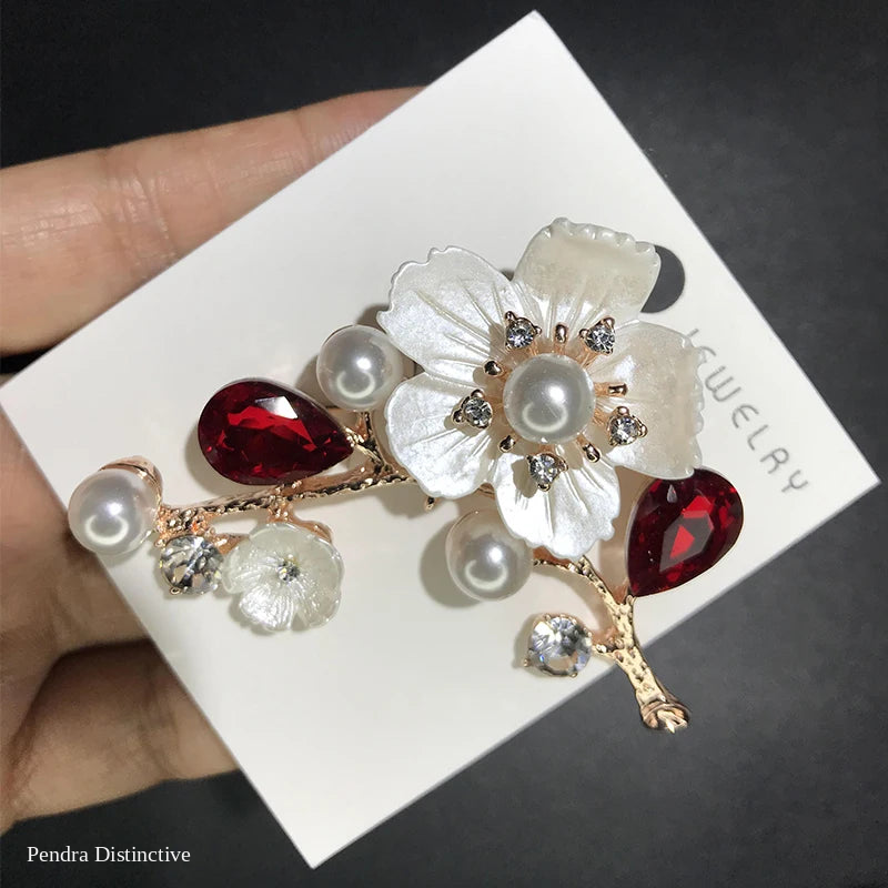 PENDRA Blossom Shell Plum Blossom Flower Brooch
