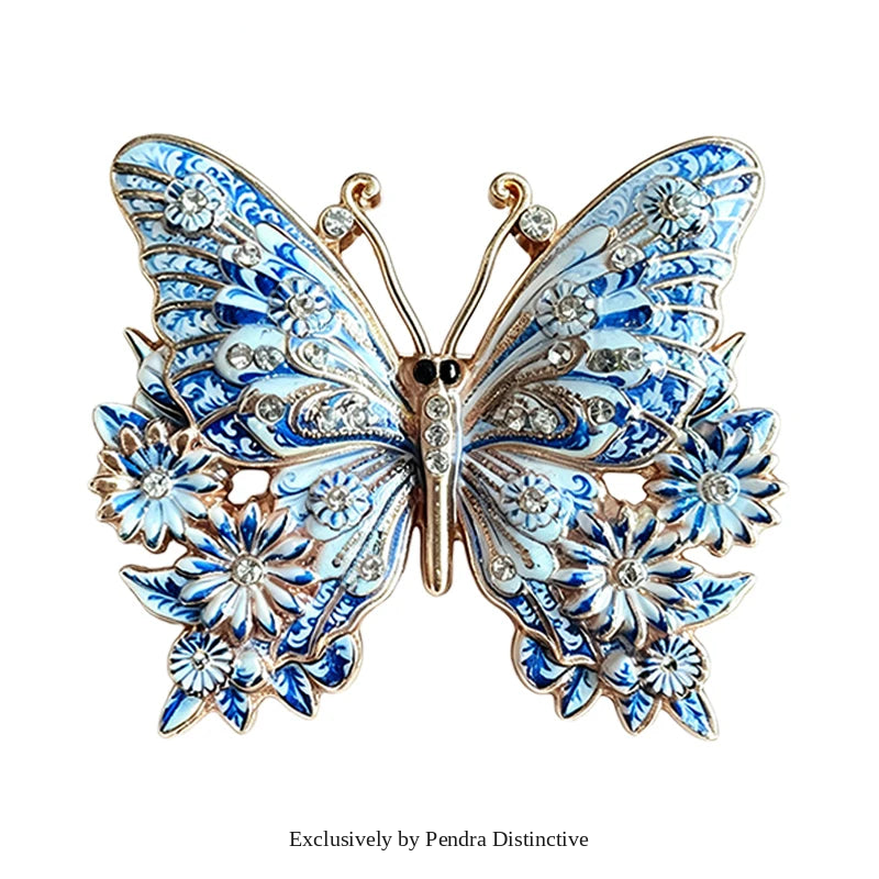 PENDRA Blue-and-white Insects Brooch