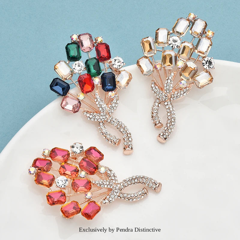 PENDRA Bouquetelle Crystal Flower Bouquet Brooch