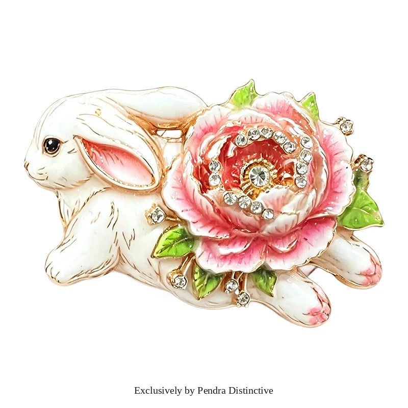 PENDRA Bunnybloom Flower Rabbit Brooch