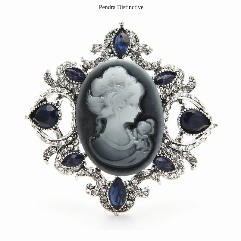 PENDRA Crystal Lady Figure Badge Brooch
