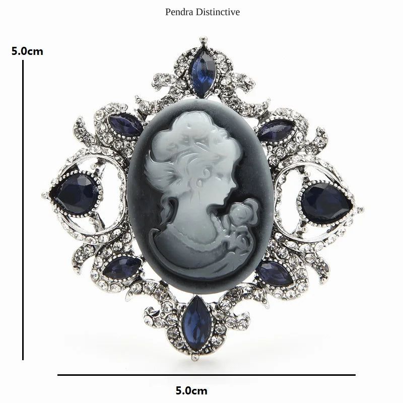 PENDRA Crystal Lady Figure Badge Brooch