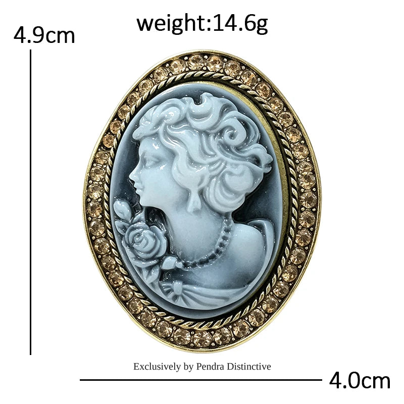 PENDRA Vintage Cameo Lady Face Brooch