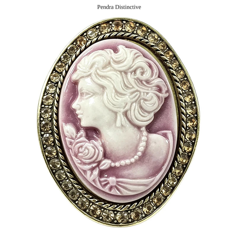 PENDRA Vintage Cameo Lady Face Brooch