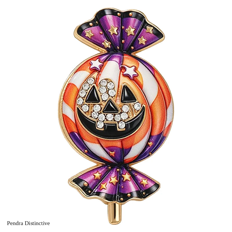 PENDRA Candyra Halloween Enamel Pumpkin Brooch