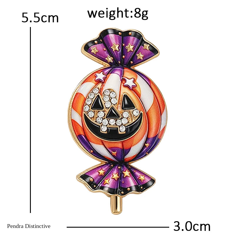 PENDRA Candyra Halloween Enamel Pumpkin Brooch