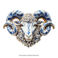 PENDRA Capra Enamel Rhinestone Goat Brooch