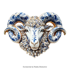 PENDRA Capra Enamel Rhinestone Goat Brooch
