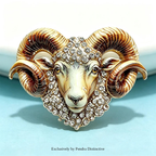 PENDRA Capra Enamel Rhinestone Goat Brooch
