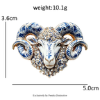 PENDRA Capra Enamel Rhinestone Goat Brooch