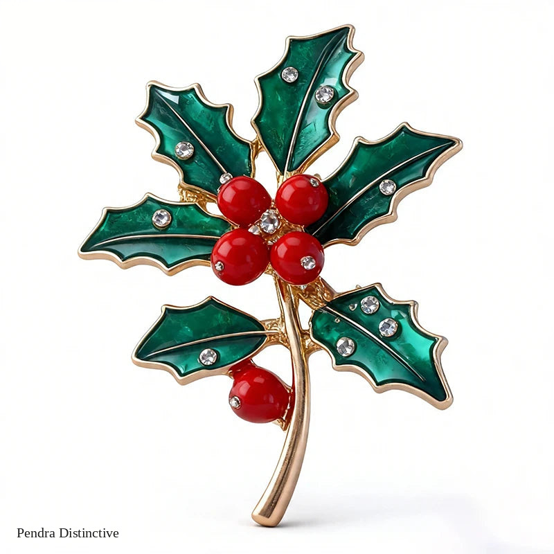PENDRA Carnelia December Birthday Enamel Flower Brooch