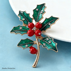 PENDRA Carnelia December Birthday Enamel Flower Brooch