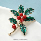 PENDRA Carnelia December Birthday Enamel Flower Brooch