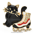 PENDRA Cat And Ice-skate Shoes Brooch