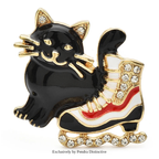 PENDRA Cat And Ice-skate Shoes Brooch