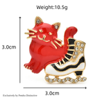 PENDRA Cat And Ice-skate Shoes Brooch