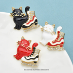PENDRA Cat And Ice-skate Shoes Brooch