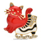 PENDRA Cat And Ice-skate Shoes Brooch