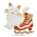 PENDRA Cat And Ice-skate Shoes Brooch