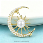 PENDRA Celestine Pearl Sun and Moon Brooch