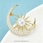 PENDRA Celestine Pearl Sun and Moon Brooch