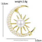 PENDRA Celestine Pearl Sun and Moon Brooch