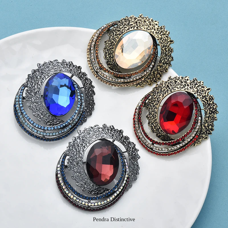 PENDRA Celestine4 Crystal Brooch