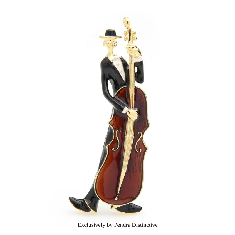 PENDRA Man Playing Cello Brooch