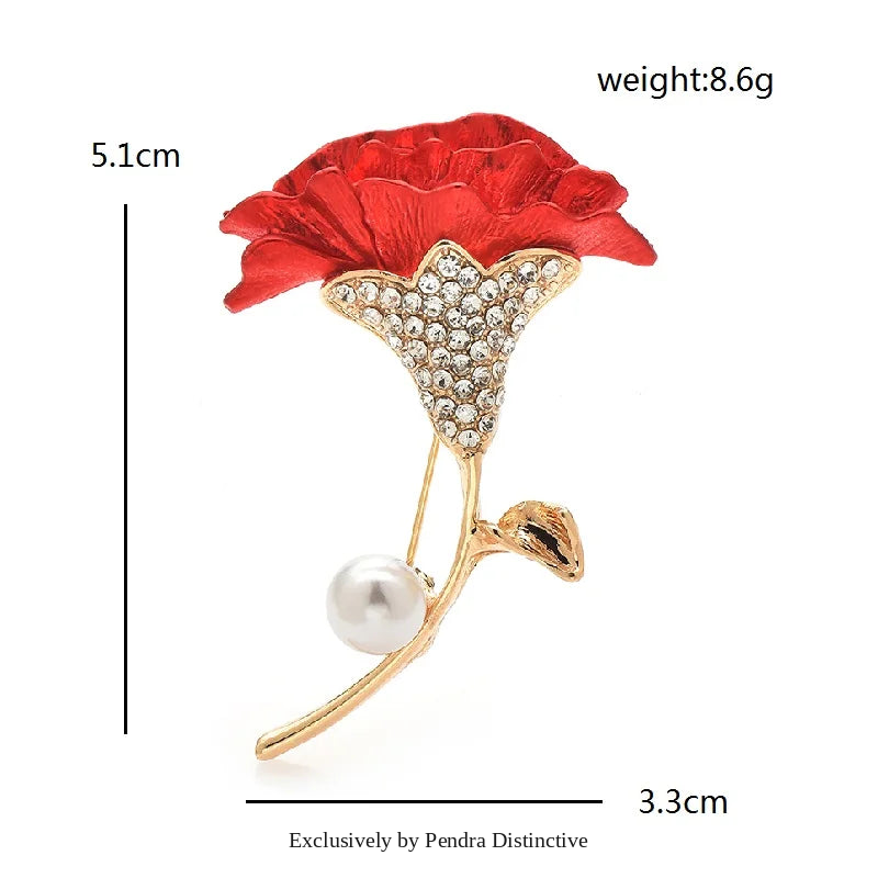 PENDRA Celosia Soft-Enamel Flower Brooch