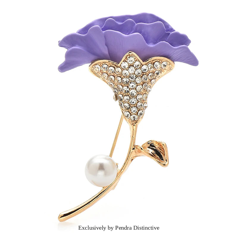 PENDRA Celosia Soft-Enamel Flower Brooch