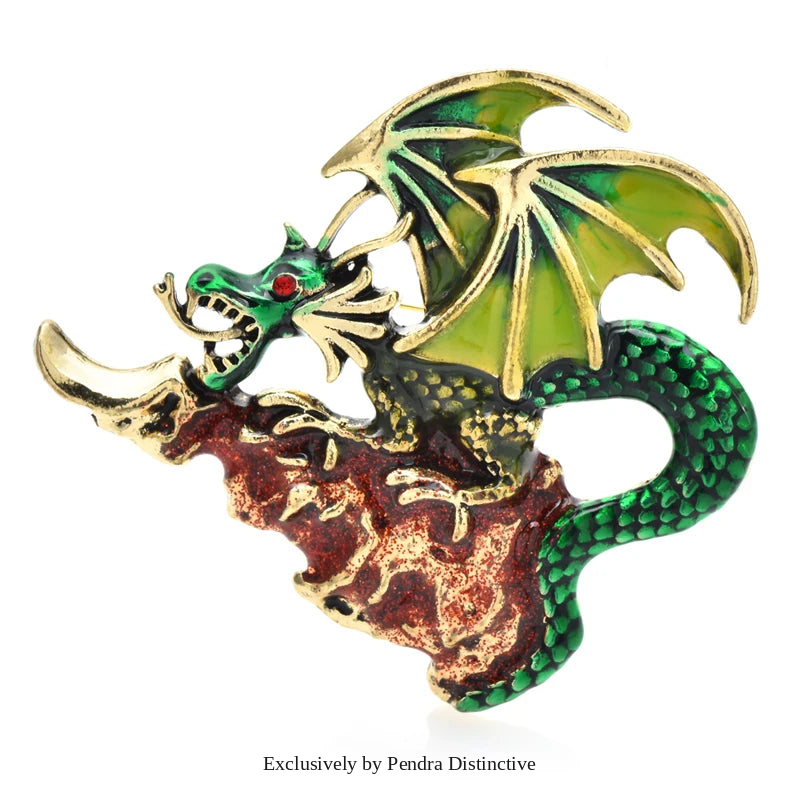 PENDRA Charming Enamel Dragon Brooch