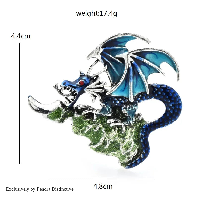 PENDRA Charming Enamel Dragon Brooch