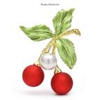 PENDRA Cherrina Red Enamel Cherry Brooch