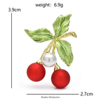 PENDRA Cherrina Red Enamel Cherry Brooch