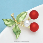PENDRA Cherrina Red Enamel Cherry Brooch