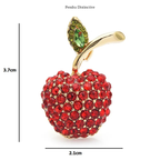 PENDRA Cherryelle Full-Rhinestone Red Cherry Brooch