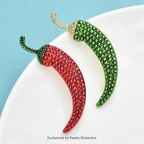 PENDRA Chili Rhinestone Pepper Brooch