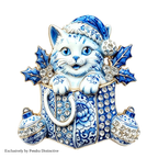 PENDRA Christmas Kitty Rhinestone Brooch